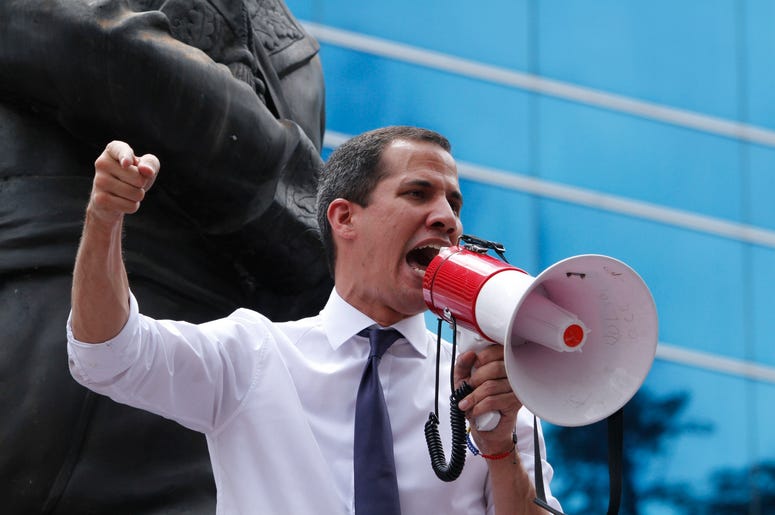 Foto del líder opositor venezolano Juan Guaidó en una protesta en Caracas el 5 de julio del 2019. Foto del líder opositor venezolano Juan Guaidó en una protesta en Caracas el 5 de julio del 2019.