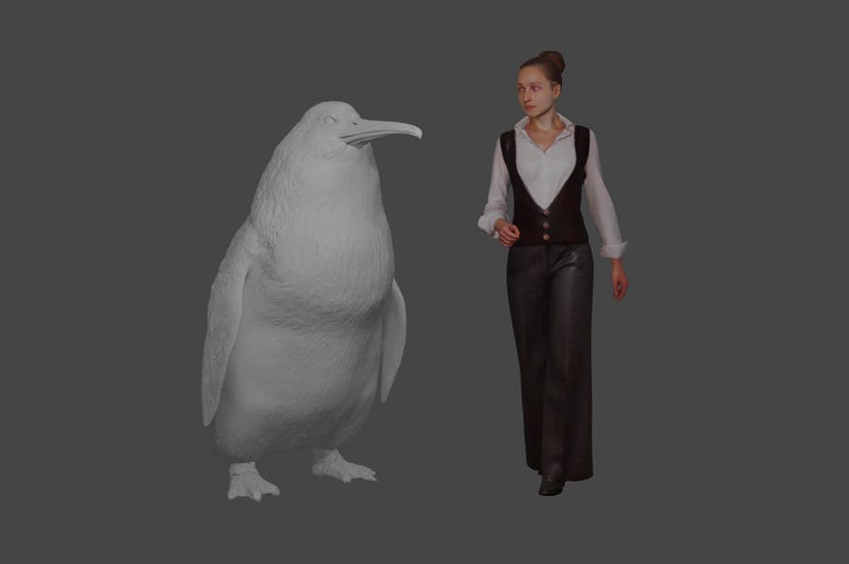 Esta ilustración del Museo de Canterbury muestra la altura aproximada de un pingüino gigante "crossvallia waiparensis" junto a un humano. Científicos de Nueva Zelanda han encontrado huesos fosilizados de un pingüino gigante extinto del tamaño de un humano Esta ilustración del Museo de Canterbury muestra la altura aproximada de un pingüino gigante "crossvallia waiparensis" junto a un humano. Científicos de Nueva Zelanda han encontrado huesos fosilizados de un pingüino gigante extinto del tamaño de un humano