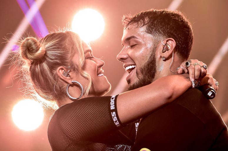 Karol G and Anuel AA perform live on stage during their concert at United Palace Theater on November 17, 2018 in New York City. Karol G and Anuel AA perform live on stage during their concert at United Palace Theater on November 17, 2018 in New York City.