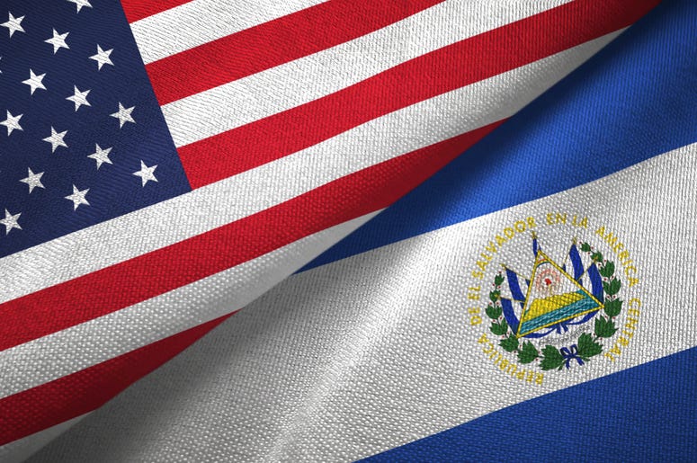 Banderas de Estados Unidos y El Salvador United States and El Salvador Flags