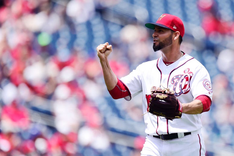 Anibal Sanchez #19 of the Washington Nationals reacts after Neil Walker #18 of the Miami Marlins (not pictured) grounded out to shortstop in the sixth inning at Nationals Park on July 4, 2019 in Washington, DC. (Photo by Patrick McDermott/Getty Images) Anibal Sanchez #19 of the Washington Nationals reacts after Neil Walker #18 of the Miami Marlins (not pictured) grounded out to shortstop in the sixth inning at Nationals Park on July 4, 2019 in Washington, DC. (Photo by Patrick McDermott/Getty Images)