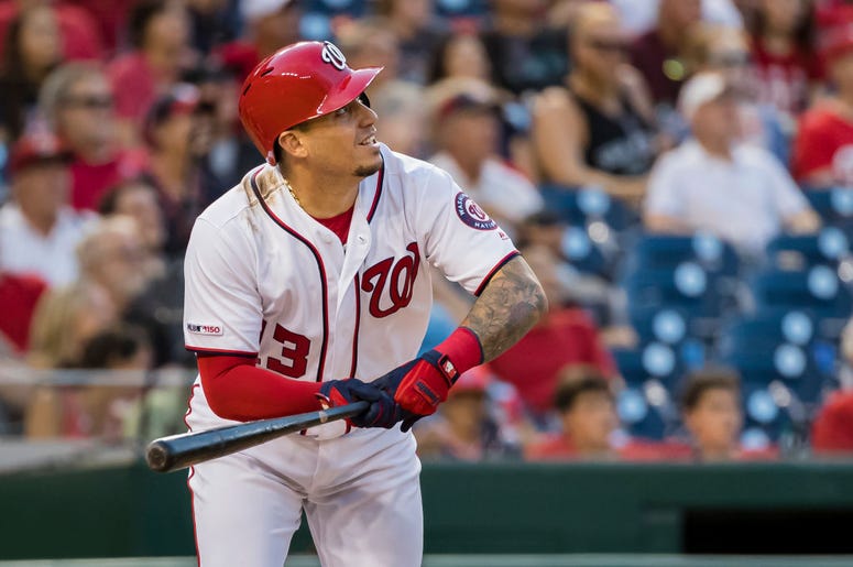 Asdrubal Cabrera #13 of the Washington Nationals hits a home run against the Philadelphia Phillies during the seventh inning at Nationals Park on September 26, 2019 in Washington, DC. (Photo by Scott Taetsch/Getty Images) Asdrubal Cabrera #13 of the Washington Nationals hits a home run against the Philadelphia Phillies during the seventh inning at Nationals Park on September 26, 2019 in Washington, DC. (Photo by Scott Taetsch/Getty Images)