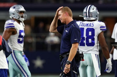 Head coach Jason Garrett of the Dallas Cowboys rubs his head during the game against the Buffalo Bills at AT&T Stadium Head coach Jason Garrett of the Dallas Cowboys rubs his head during the game against the Buffalo Bills at AT&T Stadium