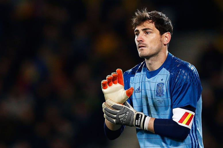 Goalkeeper, Iker Casillas of Spain looks on during the International Friendly match between Romania and Spain held at the Cluj Arena on March 27, 2016 in Cluj-Napoca, Romania. Goalkeeper, Iker Casillas of Spain looks on during the International Friendly match between Romania and Spain held at the Cluj Arena on March 27, 2016 in Cluj-Napoca, Romania.