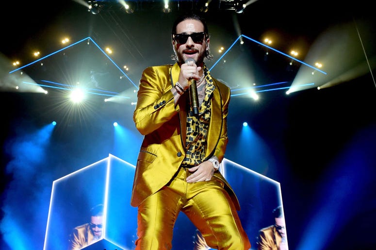 Singer Maluma performs during his 'F.A.M.E. Tour' at The Forum on April 7, 2018 in Inglewood, California. Singer Maluma performs during his 'F.A.M.E. Tour' at The Forum on April 7, 2018 in Inglewood, California.
