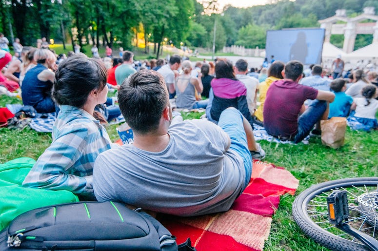 Outdoor movie screening at park Outdoor movie screening at park
