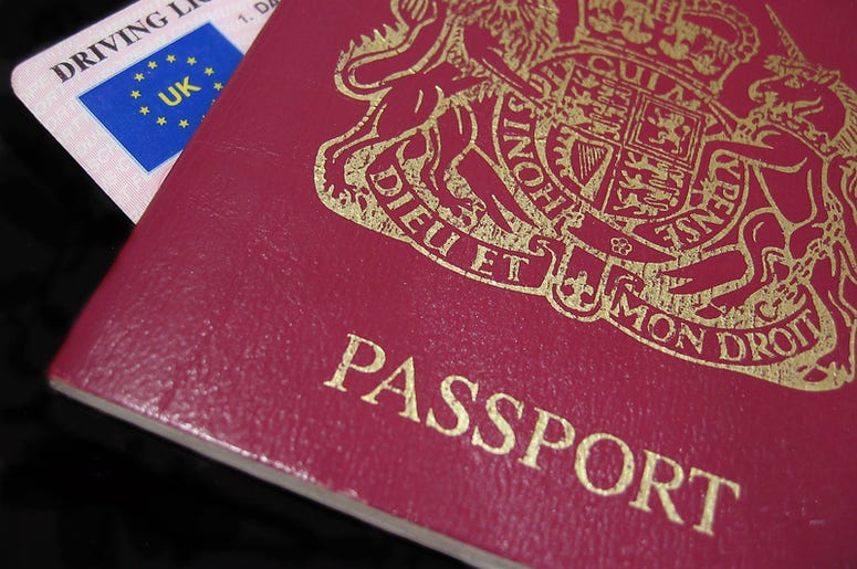 UK driver's license and passport