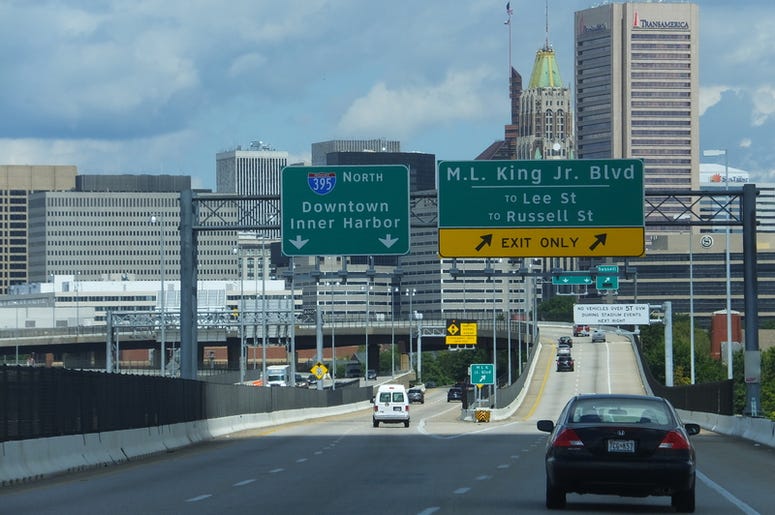 Off-ramp from I95 North towards Baltimore