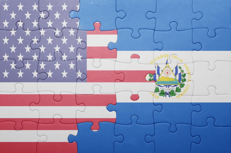 United States and El Salvador flags