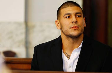 Aaron Hernandez sits in the courtroom of the Attleboro District Court during his hearing on August 22, 2013 in North Attleboro, Massachusetts. Aaron Hernandez Court Appearance