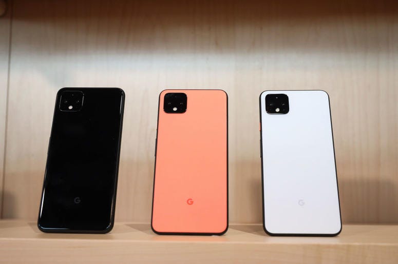 The new Google Pixel 4 smartphone is displayed during a Google launch event on October 15, 2019 in New York City. The new Pixel 4 and Pixel 4 XL phone starts at $799 and will begin shipping on Oct. 24. ( The new Google Pixel 4 smartphone is displayed during a Google launch event on October 15, 2019 in New York City. The new Pixel 4 and Pixel 4 XL phone starts at $799 and will begin shipping on Oct. 24. (