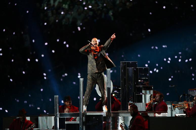 Justin Timberlake on stage at the 2018 Super Bowl