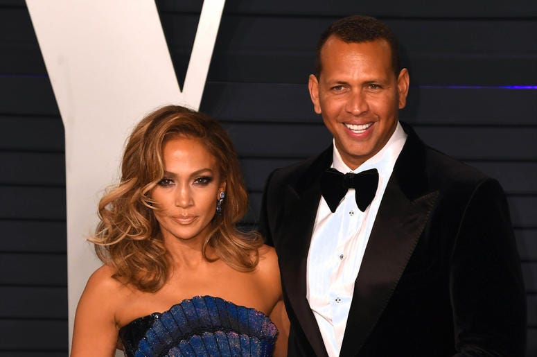 Jennifer Lopez and Alex Rodriguez at the Vanity Fair Oscar Party on February 24, 2019 in Los Angeles, California. Jennifer Lopez and Alex Rodriguez at the Vanity Fair Oscar Party on February 24, 2019 in Los Angeles, California.