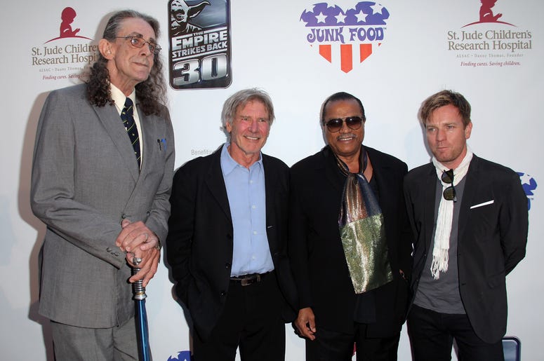 Peter Mayhew, Harrison Ford, Billy Dee Williams and Ewan McGregor arrive to St. Jude's 30th anniversary screening of 'The Empire Strikes Back' Peter Mayhew, Harrison Ford, Billy Dee Williams and Ewan McGregor arrive to St. Jude's 30th anniversary screening of 'The Empire Strikes Back'
