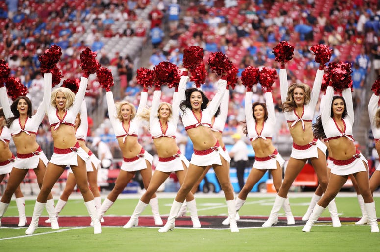 Arizona Cardinals cheerleaders perform in the first quarter of the game against the Detroit Lions at State Farm Stadium on September 08, 2019 in Glendale, Arizona. Arizona Cardinals cheerleaders perform in the first quarter of the game against the Detroit Lions at State Farm Stadium on September 08, 2019 in Glendale, Arizona.