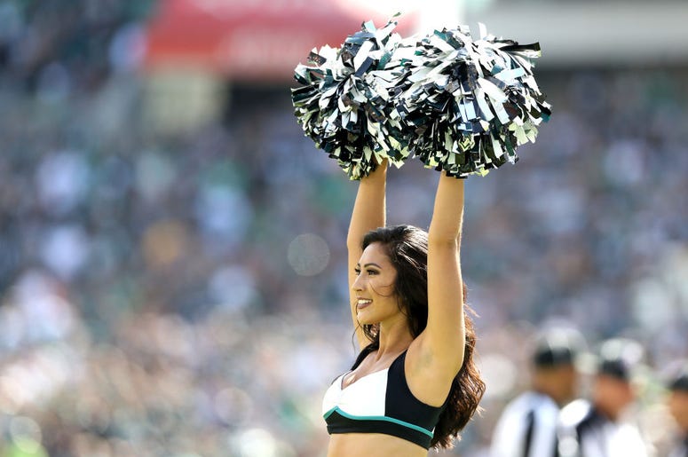 Philadelphia Eagles cheerleaders preform during the Eagles and Washington Redskins game at Lincoln Financial Field on September 08, 2019 in Philadelphia, Pennsylvania. Philadelphia Eagles cheerleaders preform during the Eagles and Washington Redskins game at Lincoln Financial Field on September 08, 2019 in Philadelphia, Pennsylvania.