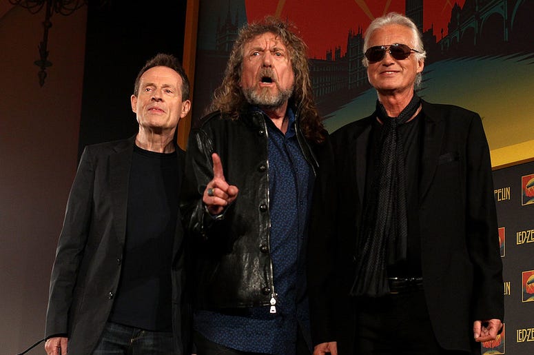 John Paul Jones, Robert Plant and Jimmy Page of Led Zeppelin