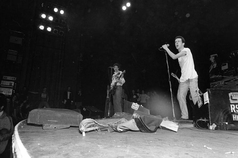 1977: The Clash on stage performing at the Rainbow, London.