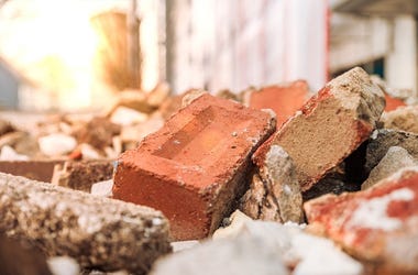 Bricks in rubble