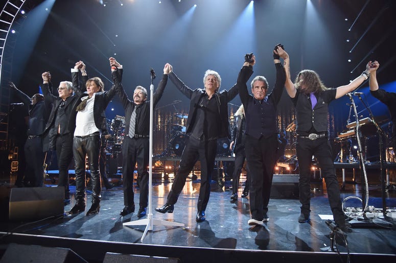Bon Jovi performs during the 33rd Annual Rock & Roll Hall of Fame Induction Ceremony at Public Auditorium on April 14, 2018 in Cleveland, Ohio. Bon Jovi performs during the 33rd Annual Rock & Roll Hall of Fame Induction Ceremony at Public Auditorium on April 14, 2018 in Cleveland, Ohio.