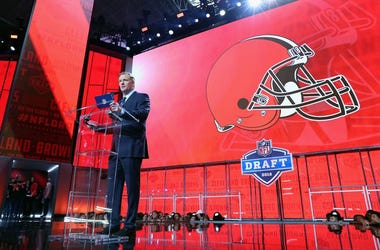 NFL Commissioner Roger Goodell announces a pick by the Cleveland Browns during the first round of the 2018 NFL Draft