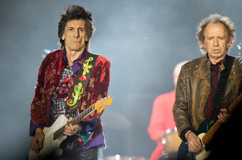 Guitarists Ronnie Wood and Keith Richards of the Rolling Stones perform at Soldier Field in Chicago Guitarists Ronnie Wood and Keith Richards of the Rolling Stones perform at Soldier Field in Chicago