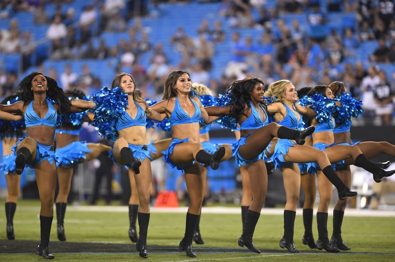 Carolina Panthers cheerleaders perform before the game at Bank of America Stadium. Carolina Panthers cheerleaders perform before the game at Bank of America Stadium.