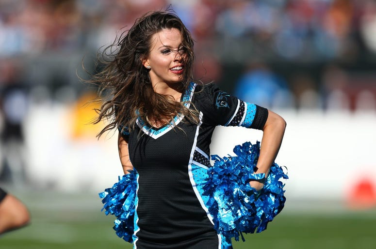 The Carolina Panthers cheerleaders perform during the second quarter against the Washington Redskins at Bank of America Stadium. The Carolina Panthers cheerleaders perform during the second quarter against the Washington Redskins at Bank of America Stadium.