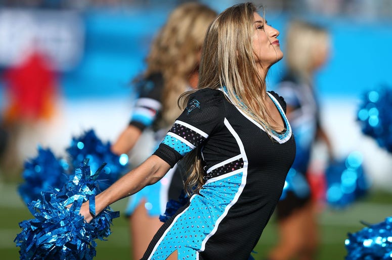 The Carolina Panthers cheerleaders perform during the second quarter against the Washington Redskins at Bank of America Stadium. The Carolina Panthers cheerleaders perform during the second quarter against the Washington Redskins at Bank of America Stadium.