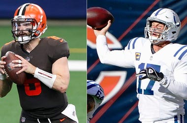Baker Mayfield of the Cleveland Browns (left) and Philip Rivers of the Indianapolis Colts Coltsbrownsqbs