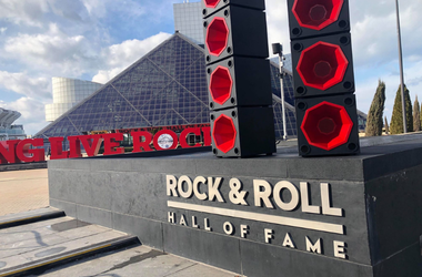 Signs outside the Rock Hall in Cleveland