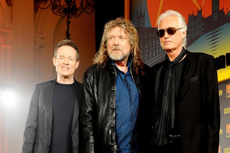 John Paul Jones, Robert Plant and Jimmy Page of Led Zeppelin, John Paul Jones, Robert Plant and Jimmy Page of Led Zeppelin,