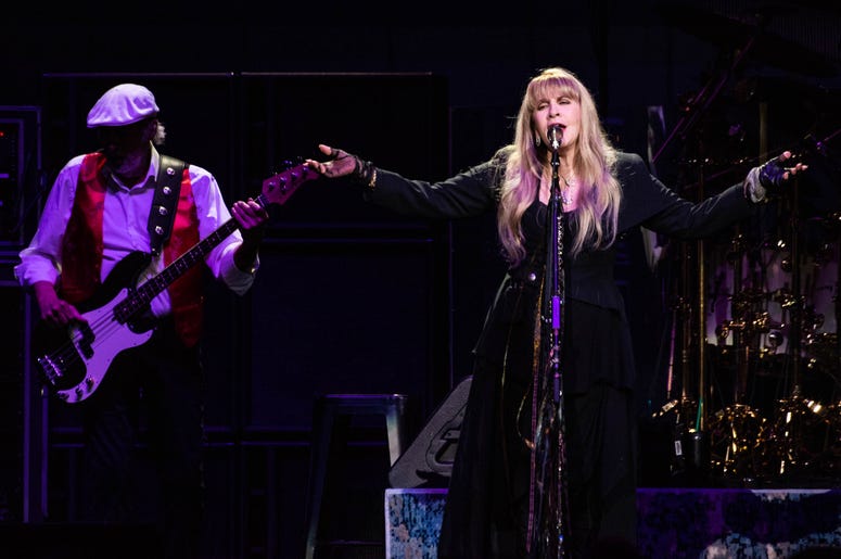 Stevie Nicks and John McVie of Fleetwood Mac perform onstage at The SAP Center on November 21, 2018 in San Jose, California Stevie Nicks and John McVie of Fleetwood Mac perform onstage at The SAP Center on November 21, 2018 in San Jose, California