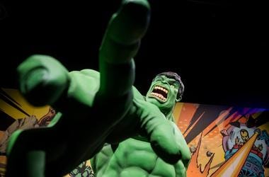 Close up with the Hulk inside the new 'Marvel: Universe of Super Heroes' installation at the Franklin Institute Friday, April 12, 2019 in Philadelphia, Pa. The exhibit runs from April 13-September 2. Jl Marvel 41219 08