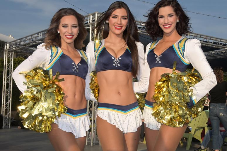 Los Angeles Chargers girls cheerleaders pose before the game against the Baltimore Ravens at StubHub Center. Los Angeles Chargers girls cheerleaders pose before the game against the Baltimore Ravens at StubHub Center.