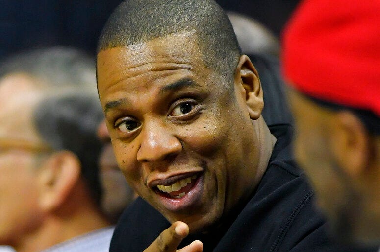 In this Dec. 7, 2016 file photo, rapper Jay-Z appears at a NBA basketball game between the Los Angeles Clippers and the Golden State Warriors in Los Angeles. Jay-Z will help re-open the newly renovated Webster Hall concert venue in New York City with a p