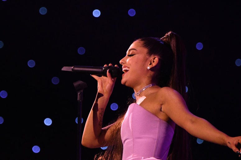 Ariana Grande performs onstage at Billboard Women In Music 2018 on December 6, 2018 in New York City Ariana Grande performs onstage at Billboard Women In Music 2018 on December 6, 2018 in New York City