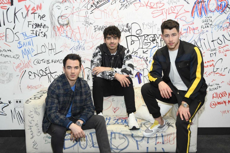 Kevin Jonas, Joe Jonas, Nick Jonas of The Jonas Brothers Visit Music Choice on March 01, 2019 Kevin Jonas, Joe Jonas, Nick Jonas of The Jonas Brothers Visit Music Choice on March 01, 2019