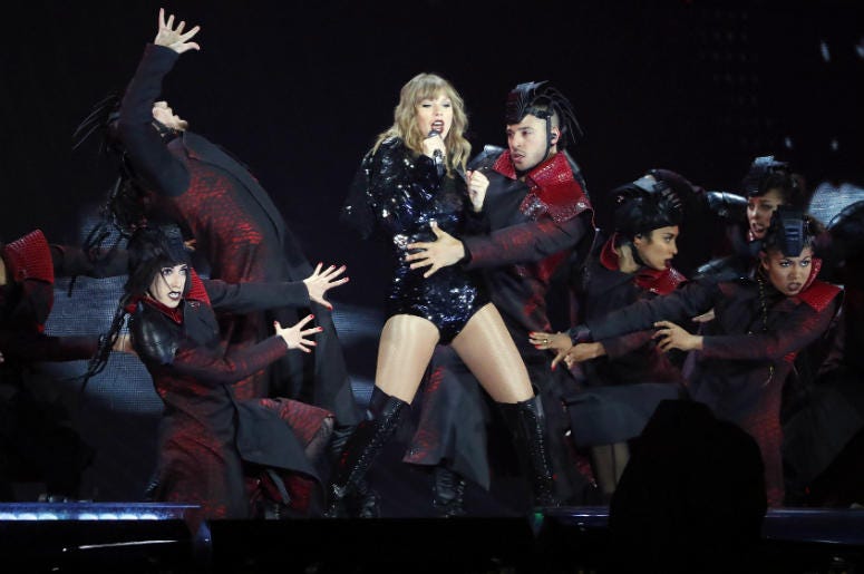 Taylor Swift performs during the launch of her Reputation Tour at University of Phoenix Stadium. Taylor Swift performs during the launch of her Reputation Tour at University of Phoenix Stadium.