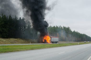 truck on fire truck on fire