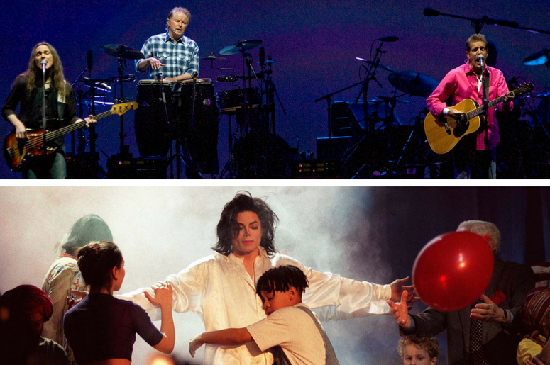 The Eagles (from left to right) Timothy B. Schmit, Don Henley, and Glenn Frey perform. / File photo dated 19/02/96 of Michael Jackson performing a version of his Number One hit 'Earthsong' at a star-studded Brit award ceremony at London's Earl's Court. The Eagles (from left to right) Timothy B. Schmit, Don Henley, and Glenn Frey perform. / File photo dated 19/02/96 of Michael Jackson performing a version of his Number One hit 'Earthsong' at a star-studded Brit award ceremony at London's Earl's Court.