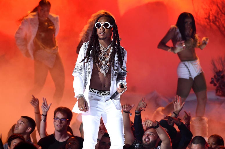 Takeoff of Migos performs onstage at the 2017 BET Awards Takeoff of Migos performs onstage at the 2017 BET Awards