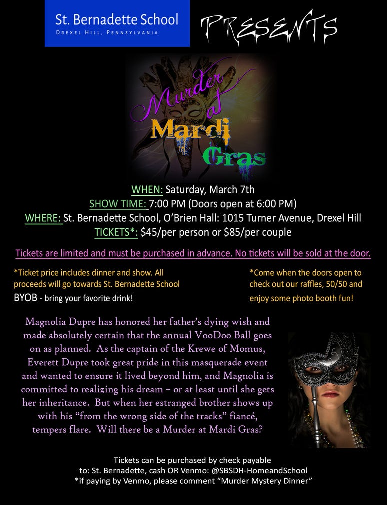 St. Bernadette School Presents 'Murder at Mardi Gras'
