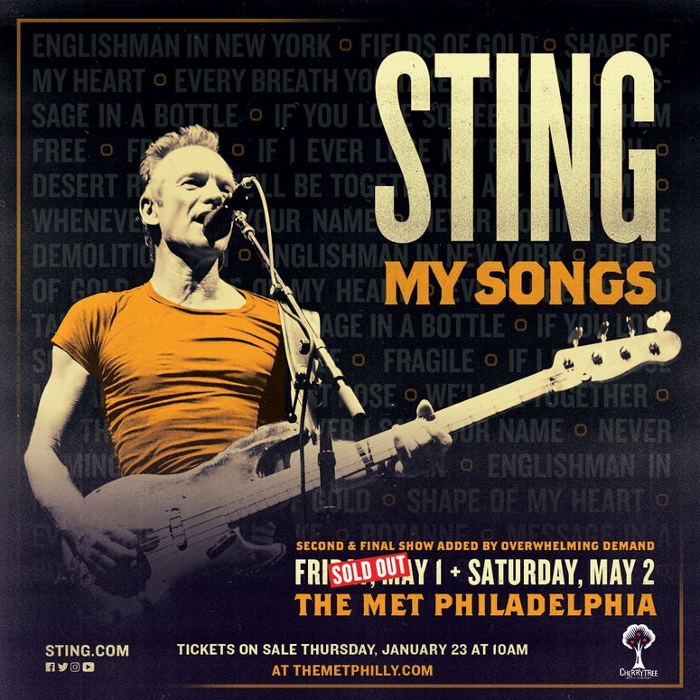 sting second show philadelphia