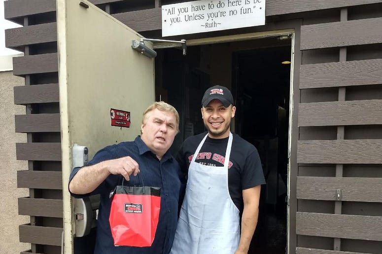 Jim picking up the surprise package from Ruth's Chris Steakhouse of West Madison/Middleton Jim picking up the surprise package from Ruth's Chris Steakhouse of West Madison/Middleton