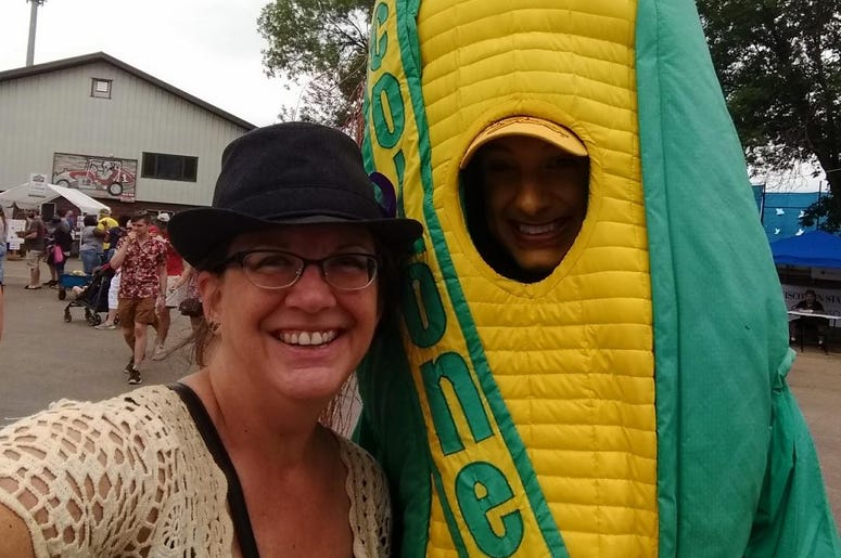 Sweet Corn Festival Official Mascot Colonel Corn with Teri Sweet Corn Festival Official Mascot Colonel Corn with Teri