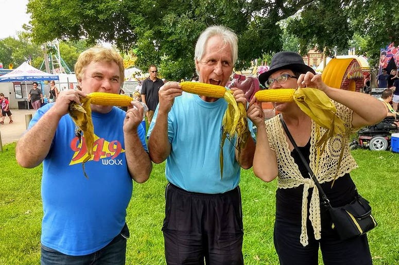 Jim & Teri with Sun Prairie Alder Steve Stocker. And CORN! Jim & Teri with Sun Prairie Alder Steve Stocker. And CORN!