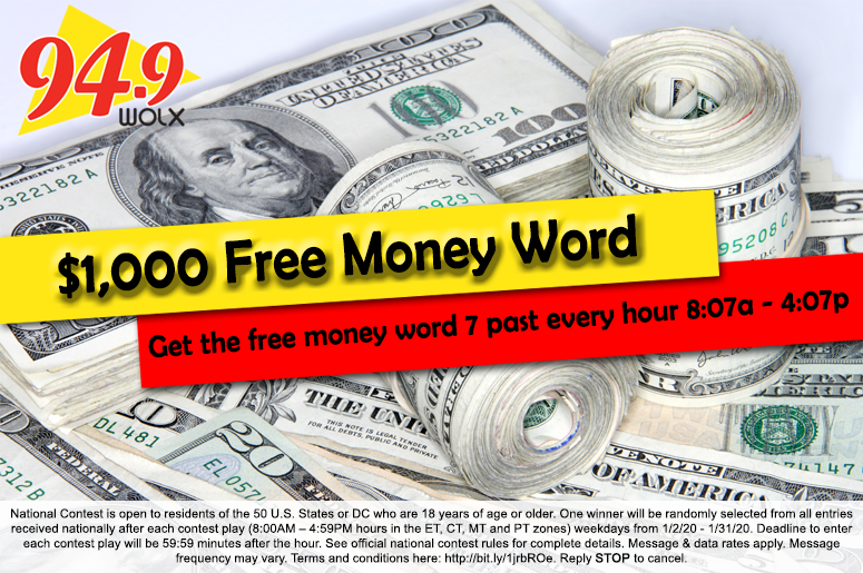 WOLX $1000 Free Money Word