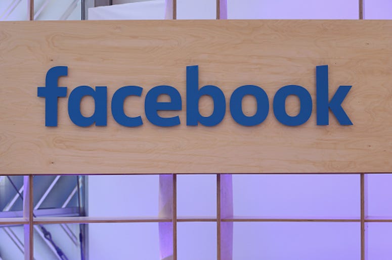 The Facebook logo is displayed at the Facebook Innovation Hub on February 24, 2016 in Berlin, Germany. (Photo by Sean Gallup/Getty Images) Facebook logo