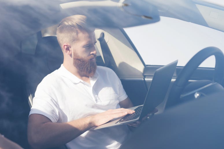 Laptop in car